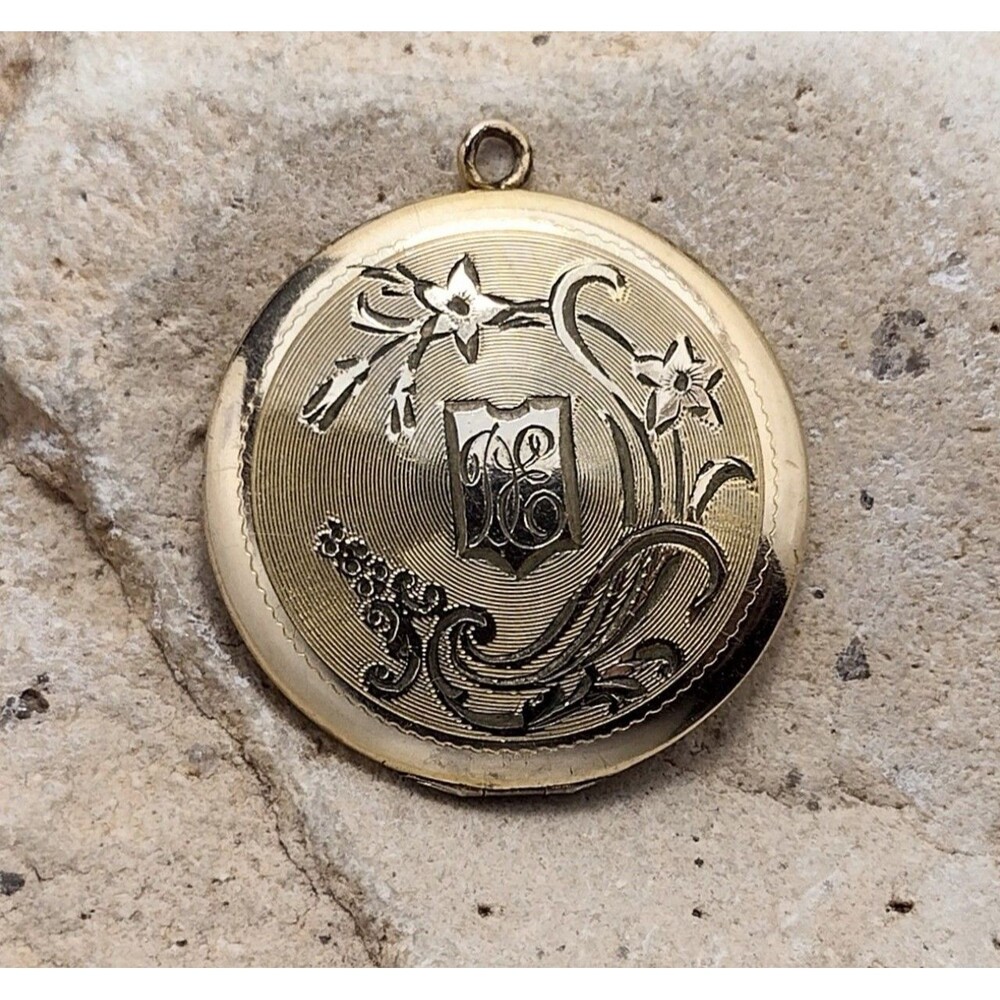 Vintage Gold Filled Monogram Engraved Locket Pendant